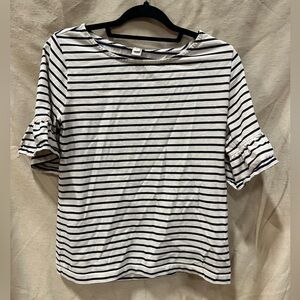 J. Crew Black and White 3/4 Sleeve Boxy T-Shirt